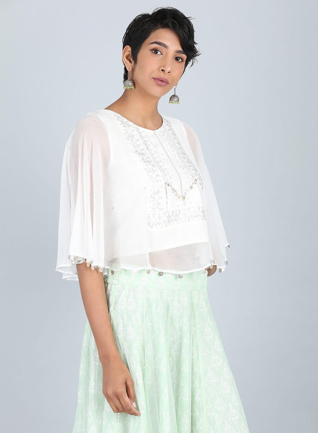 White Round Neck Crop Top - wforwoman