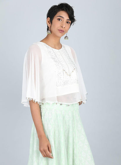 White Round Neck Crop Top - wforwoman