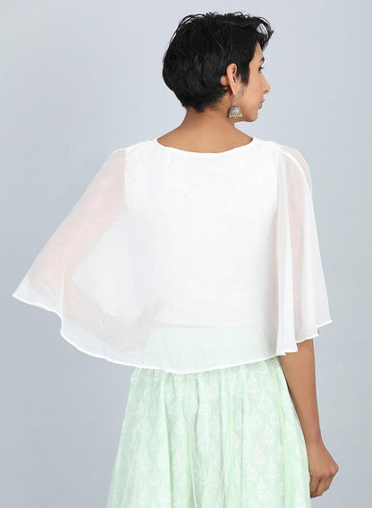 White Round Neck Crop Top - wforwoman
