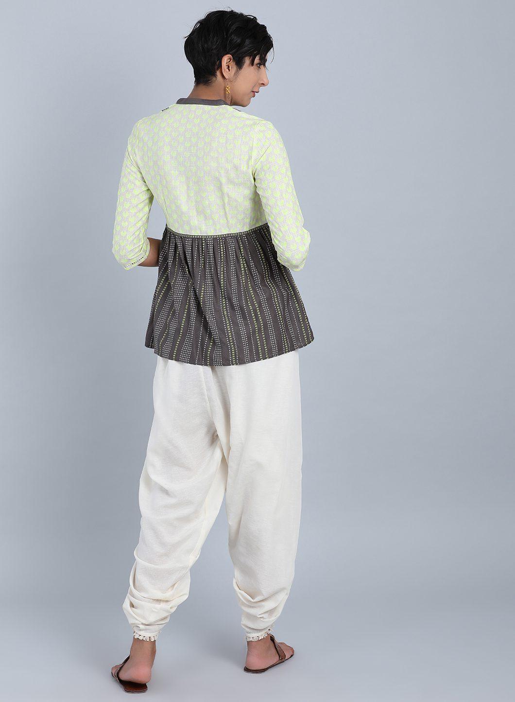 Grey Mandarin Neck Tassel Top - wforwoman