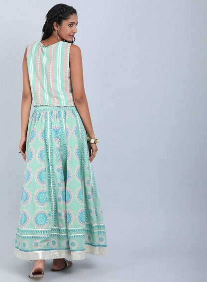 Green Printed Cropped Top - wforwoman