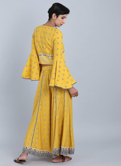 Yellow V Neck Printed Top - wforwoman