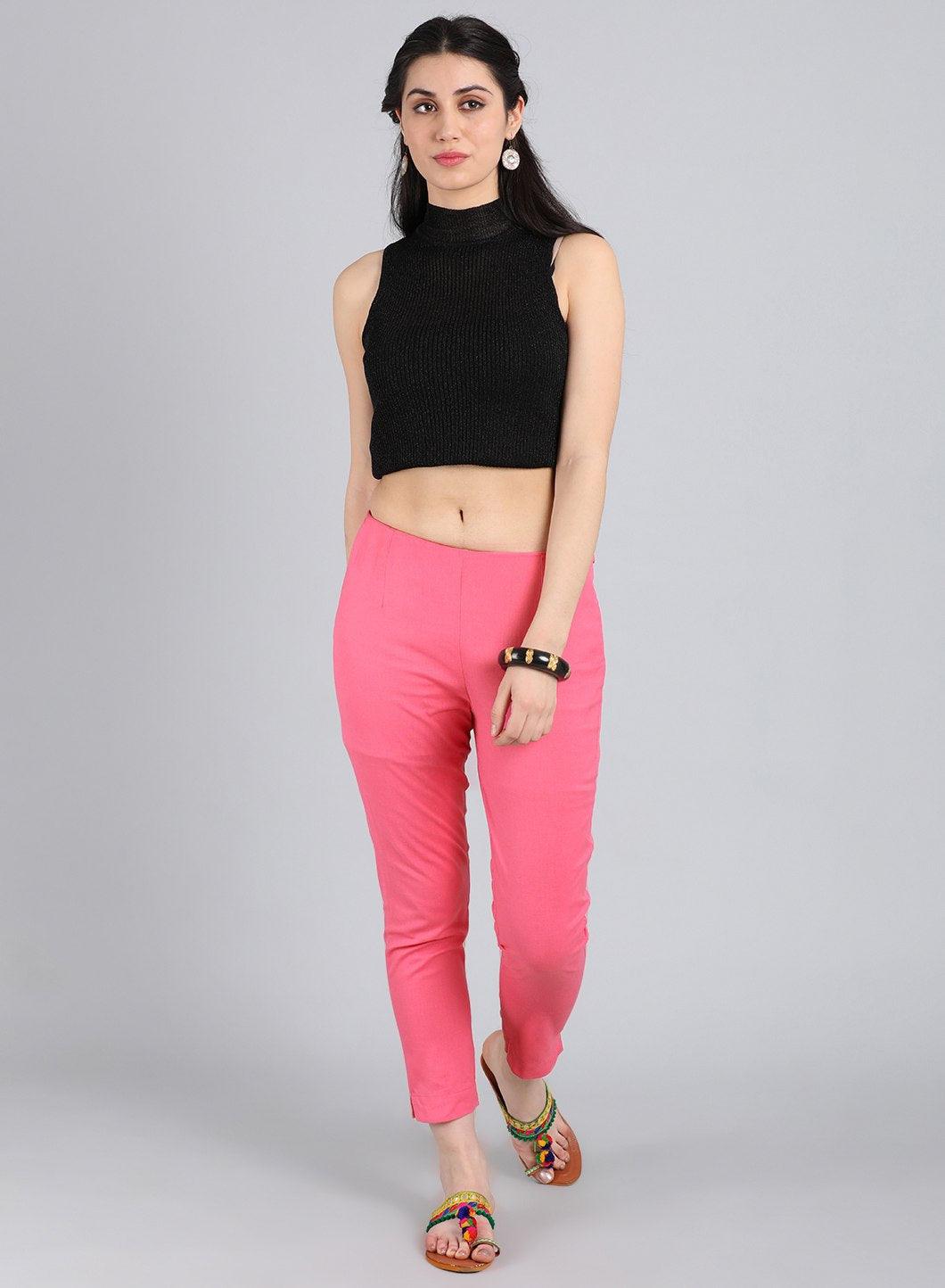 Pink Fitted Trousers - wforwoman