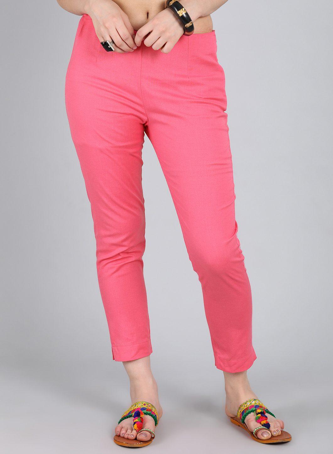 Pink Fitted Trousers - wforwoman
