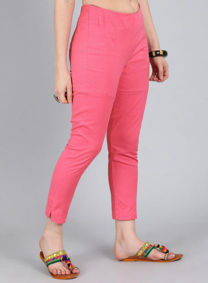 Pink Fitted Trousers - wforwoman