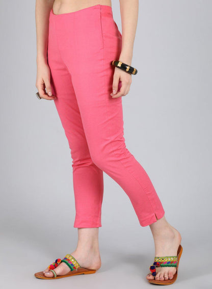 Pink Fitted Trousers - wforwoman