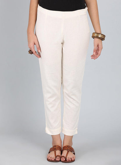 Beige Fitted Trousers - wforwoman