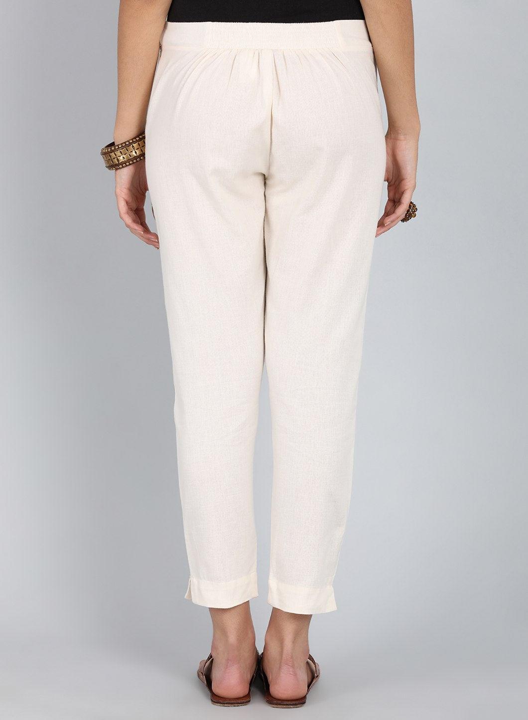 Beige Fitted Trousers - wforwoman