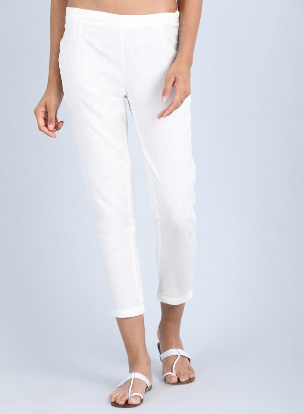 White Ankle Length Trousers