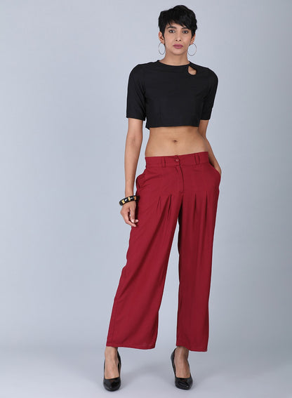 Maroon Tailored Volume Pants