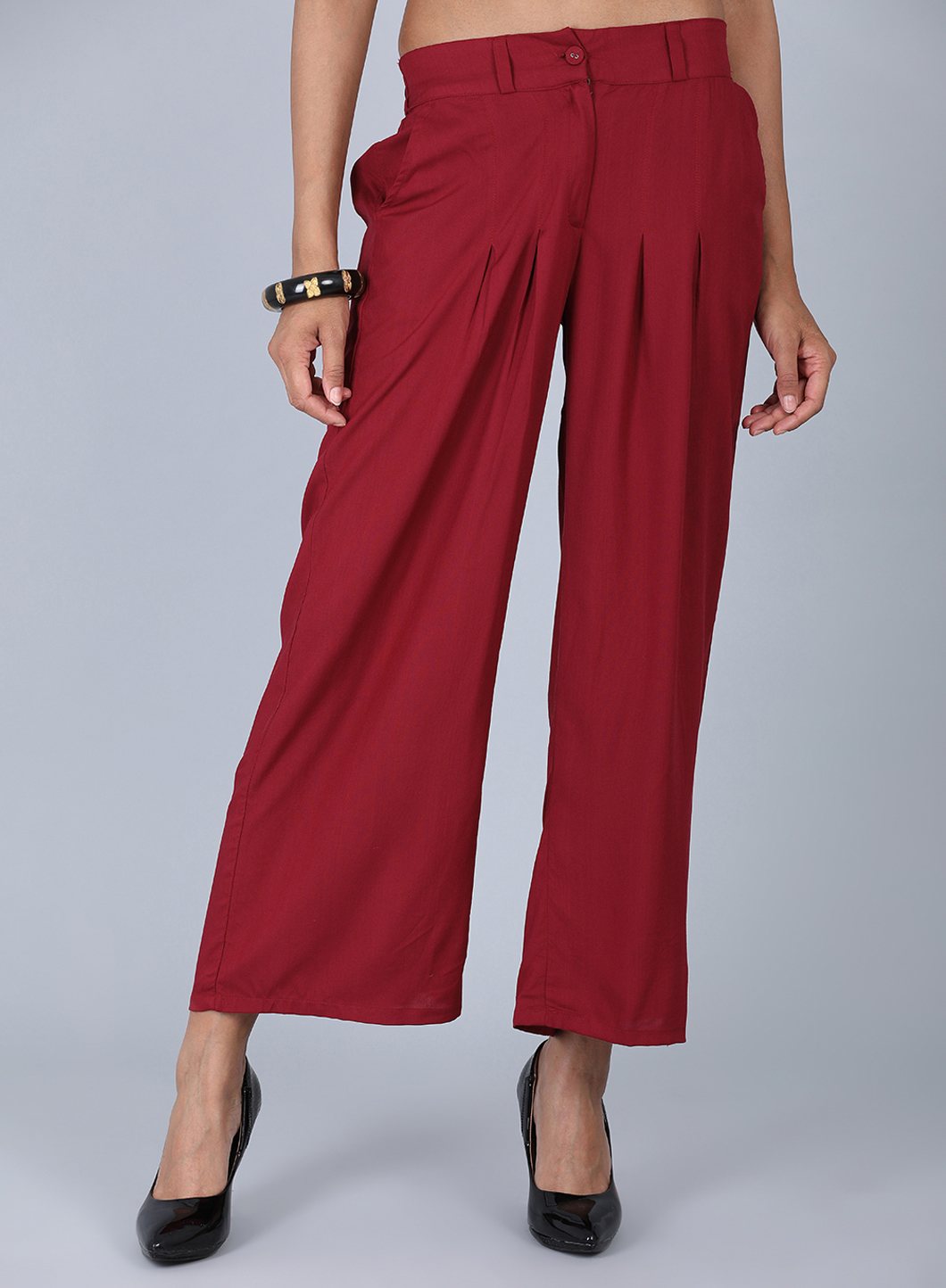 Maroon Tailored Volume Pants