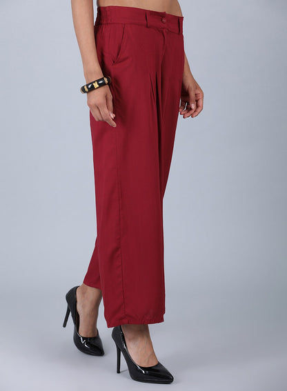 Maroon Tailored Volume Pants