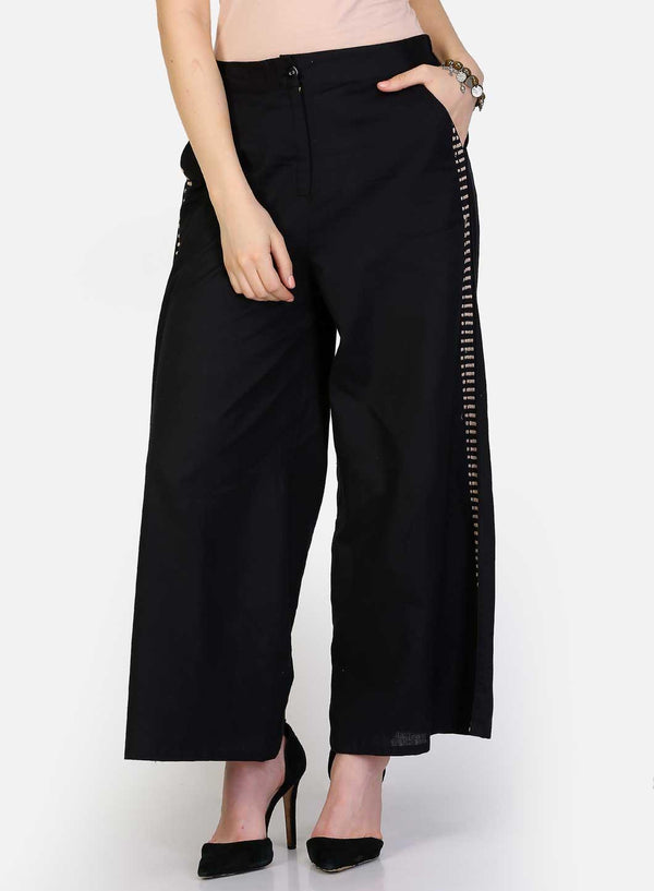 Black Solid Pants
