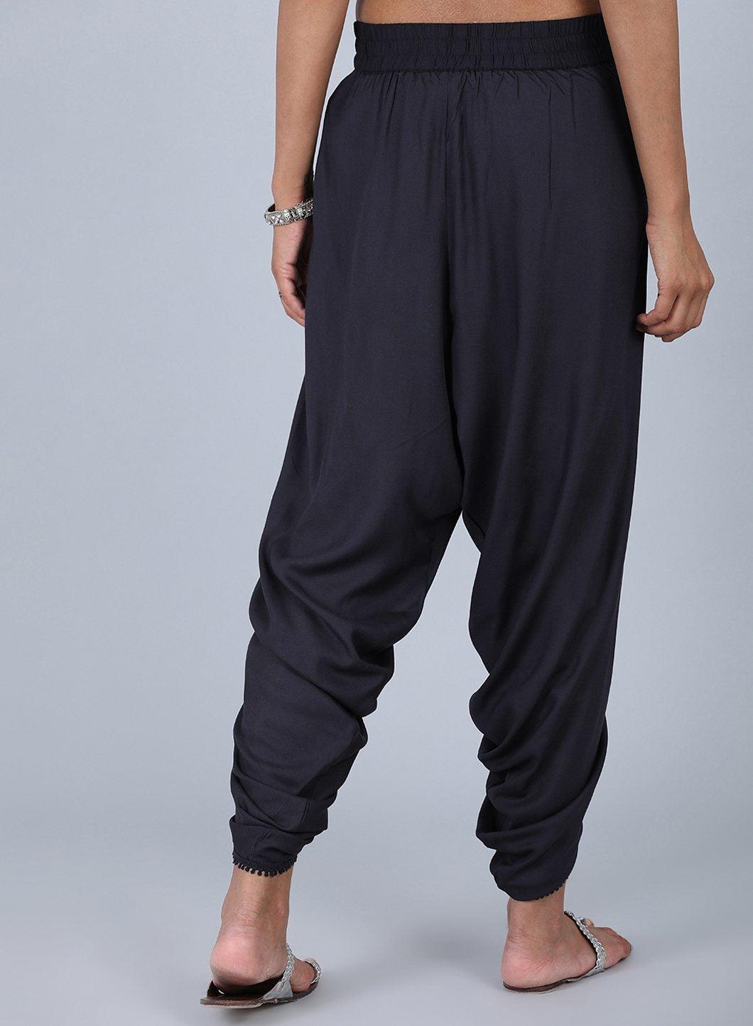 Blue Solid Tulip Pants - wforwoman