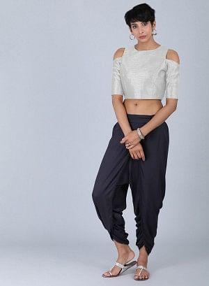 Blue Solid Tulip Pants - wforwoman