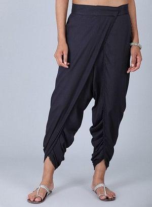 Blue Solid Tulip Pants - wforwoman
