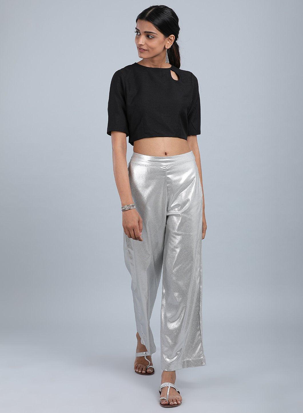 Silver Glitter Pants - wforwoman