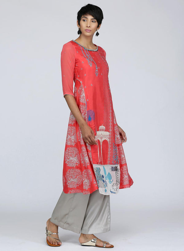 Coral Round Neck Printed kurta