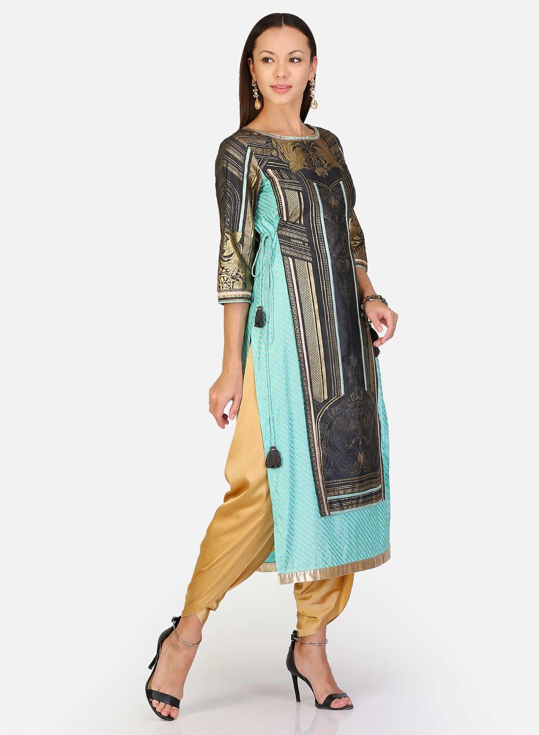 Dark Green Round Neck kurta - wforwoman