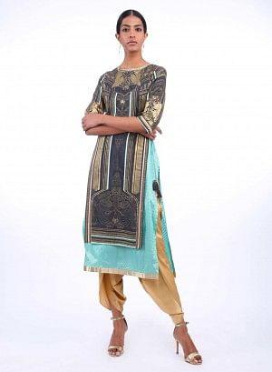 Dark Green Round Neck kurta - wforwoman
