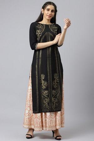 Black Festive kurta With Sequins