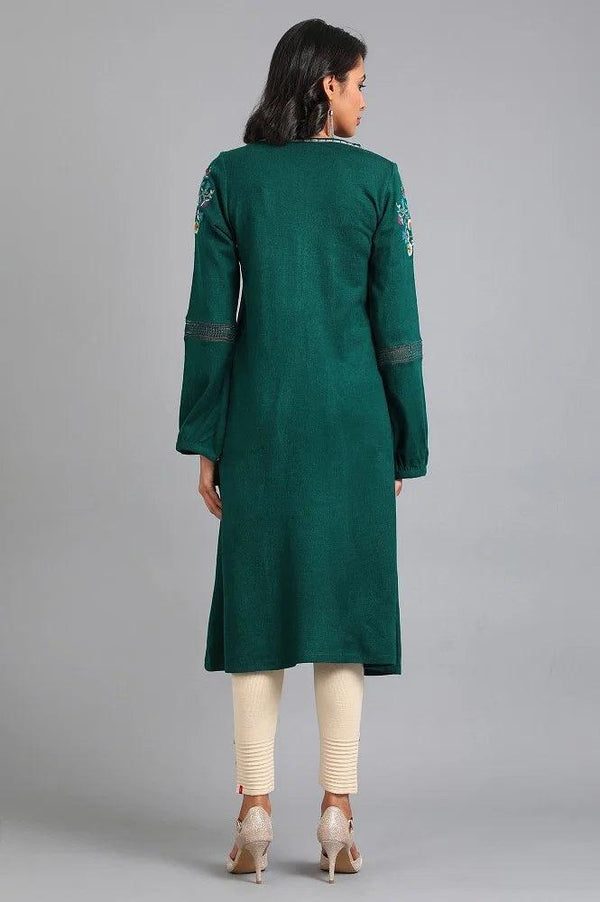 Green Round Neck Winter kurta