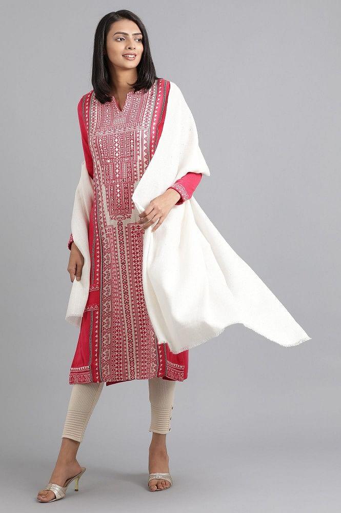 Pink Round Neck Solid Winter kurta - wforwoman