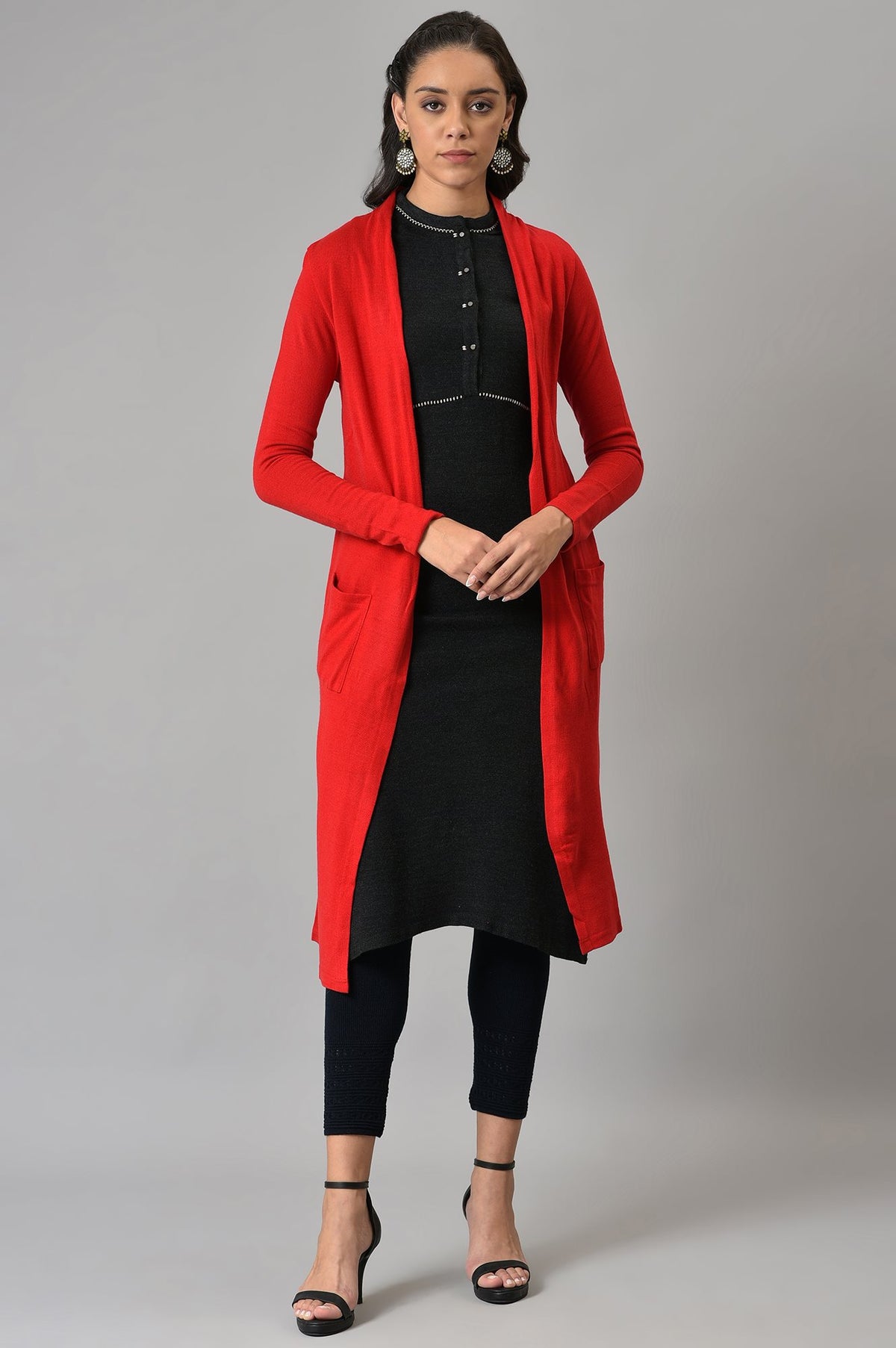 Red Basic Cardigan - S