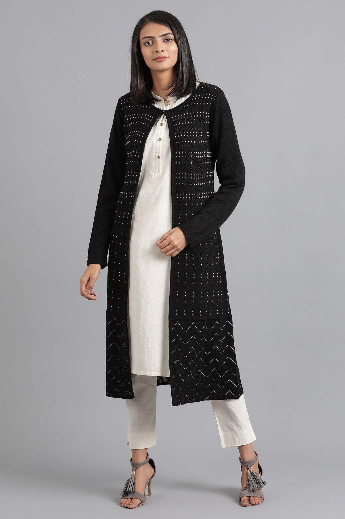 Black Flared Cardigan - S