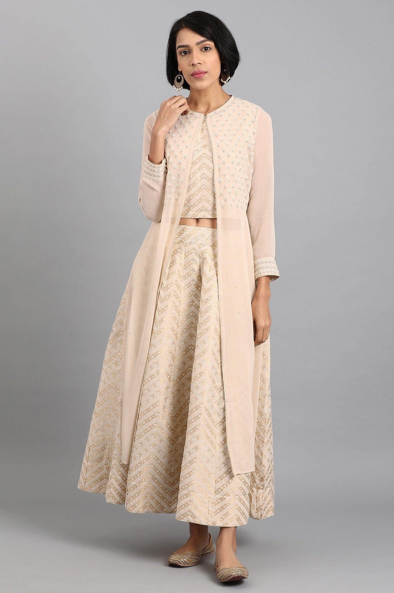 Beige Round Neck Set - wforwoman