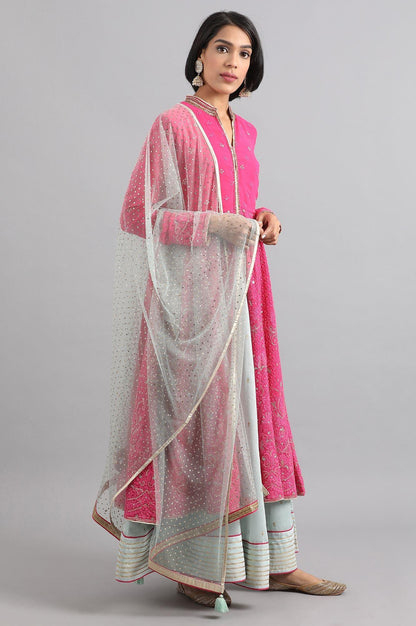 Pink Mandarin Neck Embroidered kurta Set - wforwoman