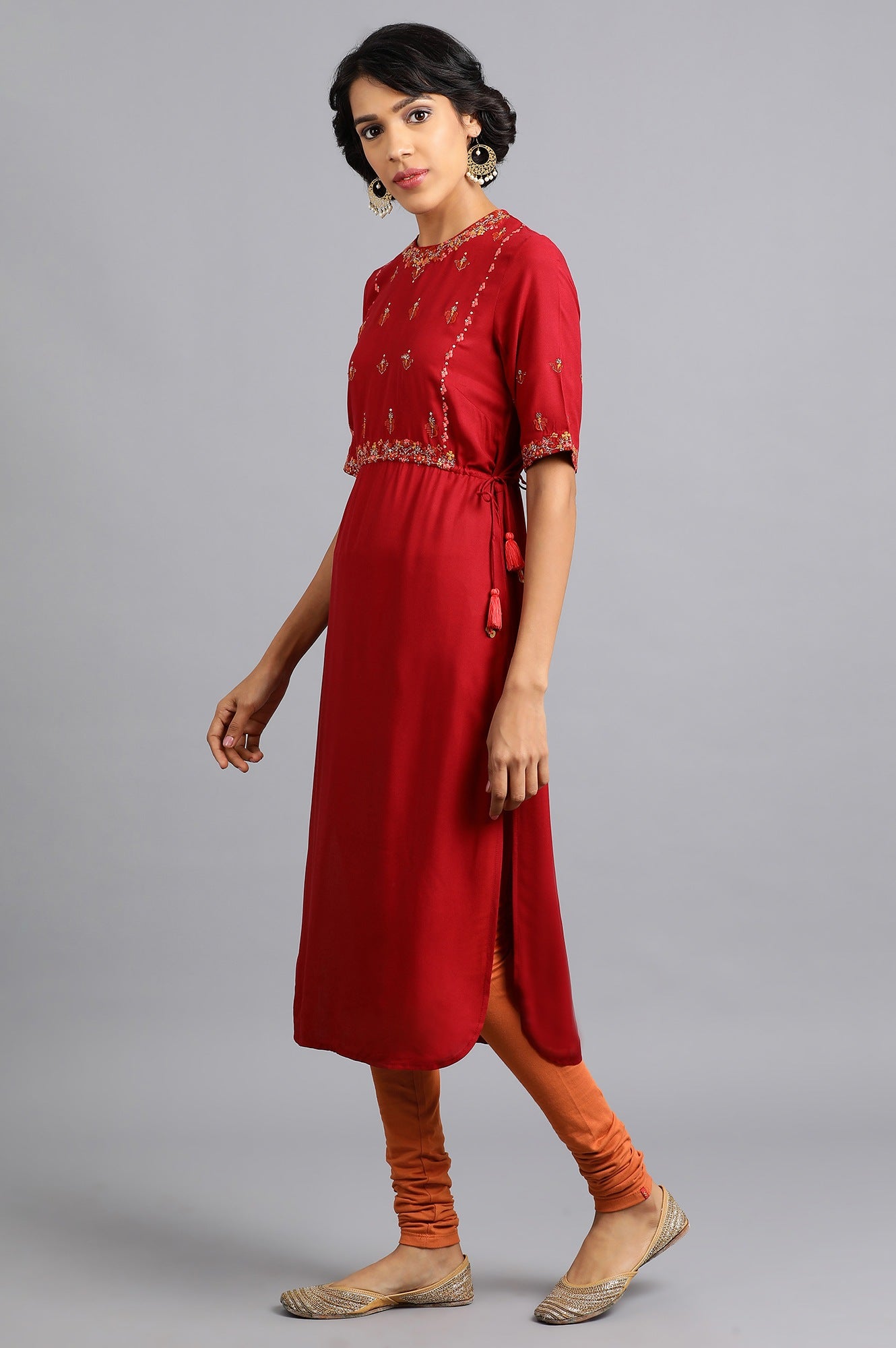 Orange Knitted Churidar