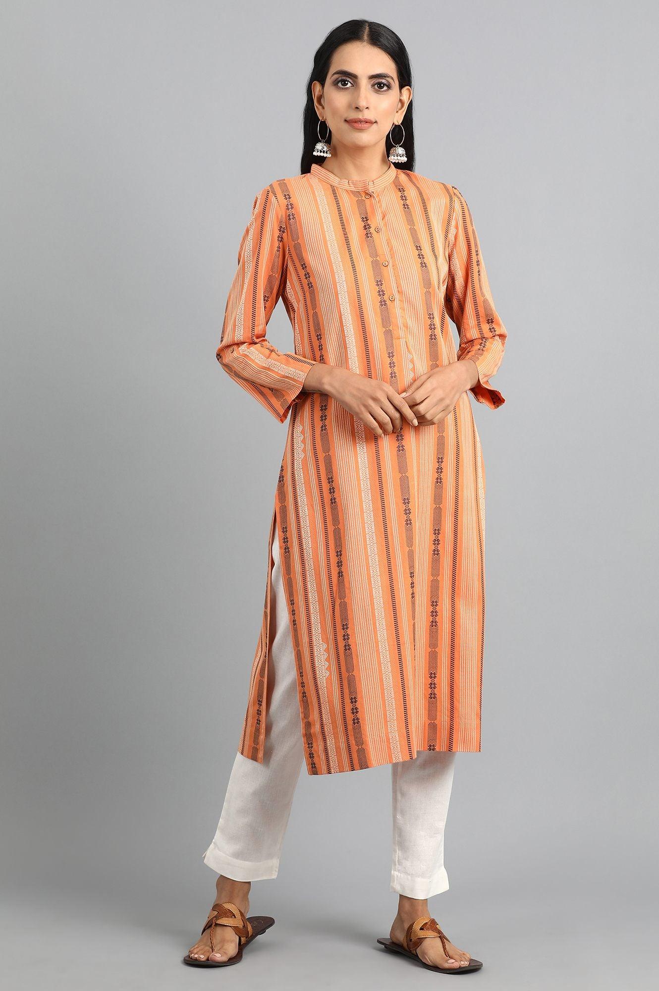 Coral Yarn-dyed kurta - wforwoman