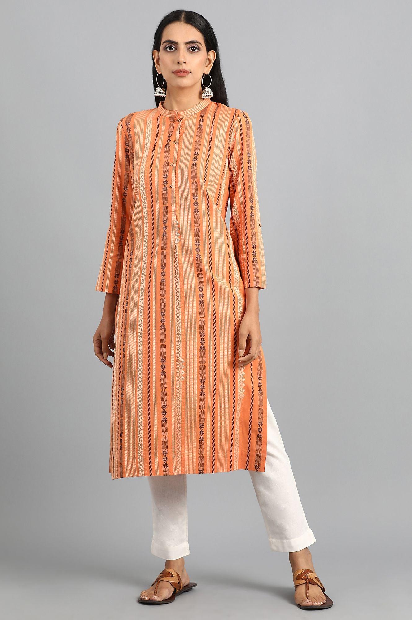 Coral Yarn-dyed kurta - wforwoman