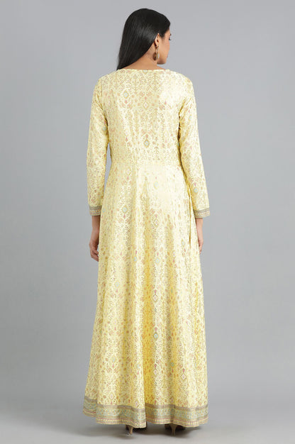 Yellow Round Neck Printed Dress