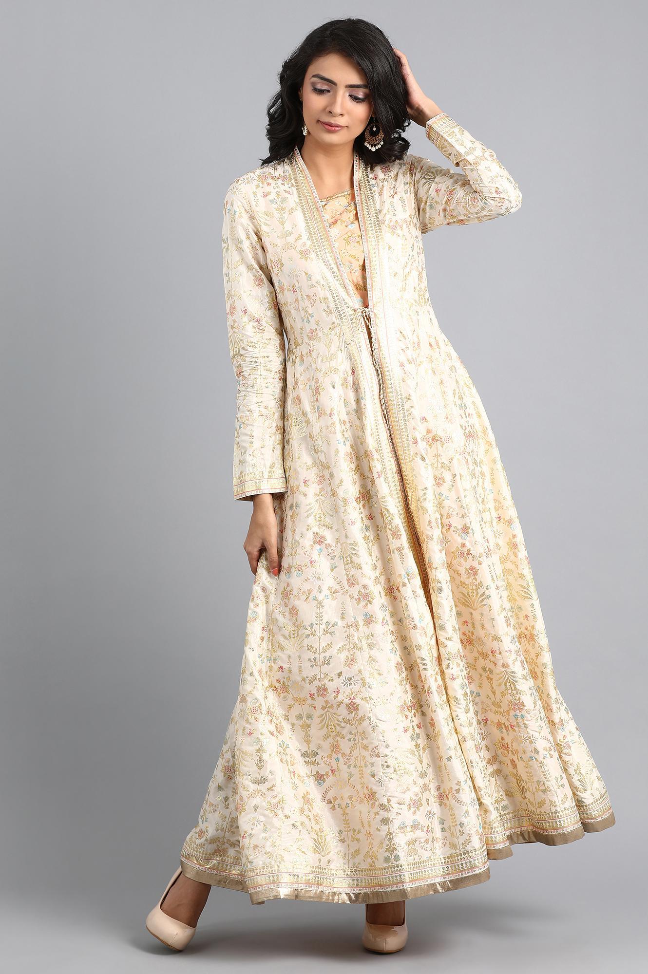 Off-White Open front Layered Dress - wforwoman