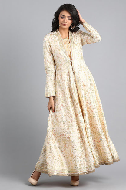 Off-White Open front Layered Dress - wforwoman