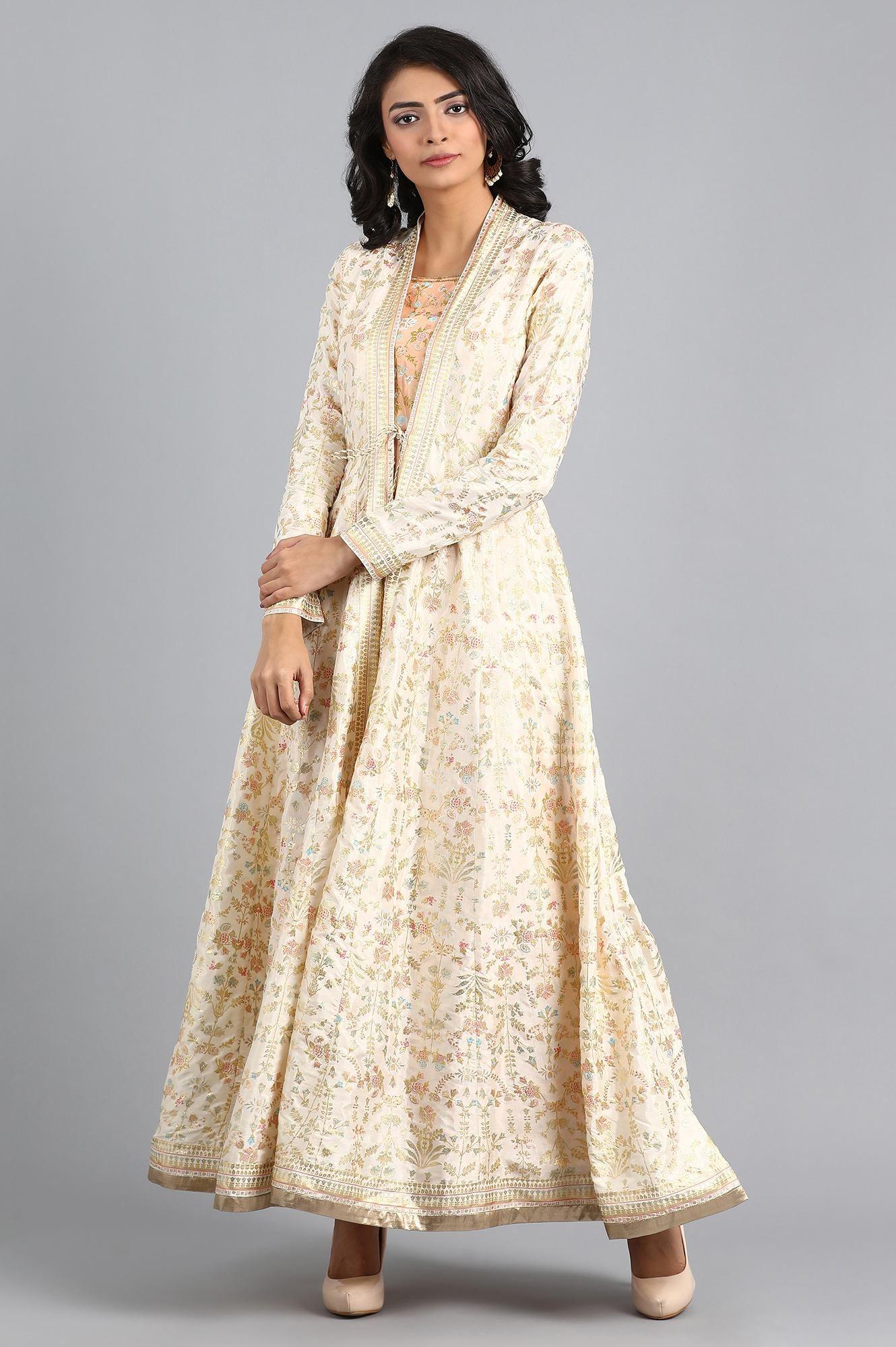 Off-White Open front Layered Dress - wforwoman