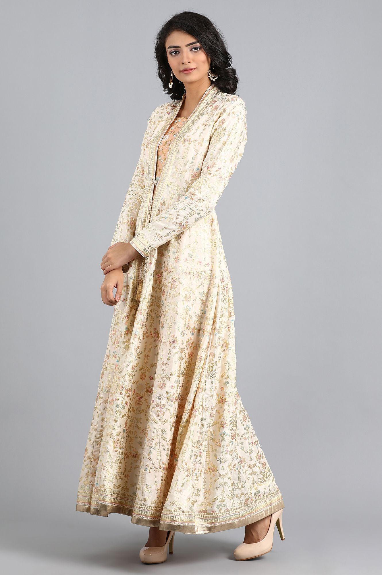 Off-White Open front Layered Dress - wforwoman