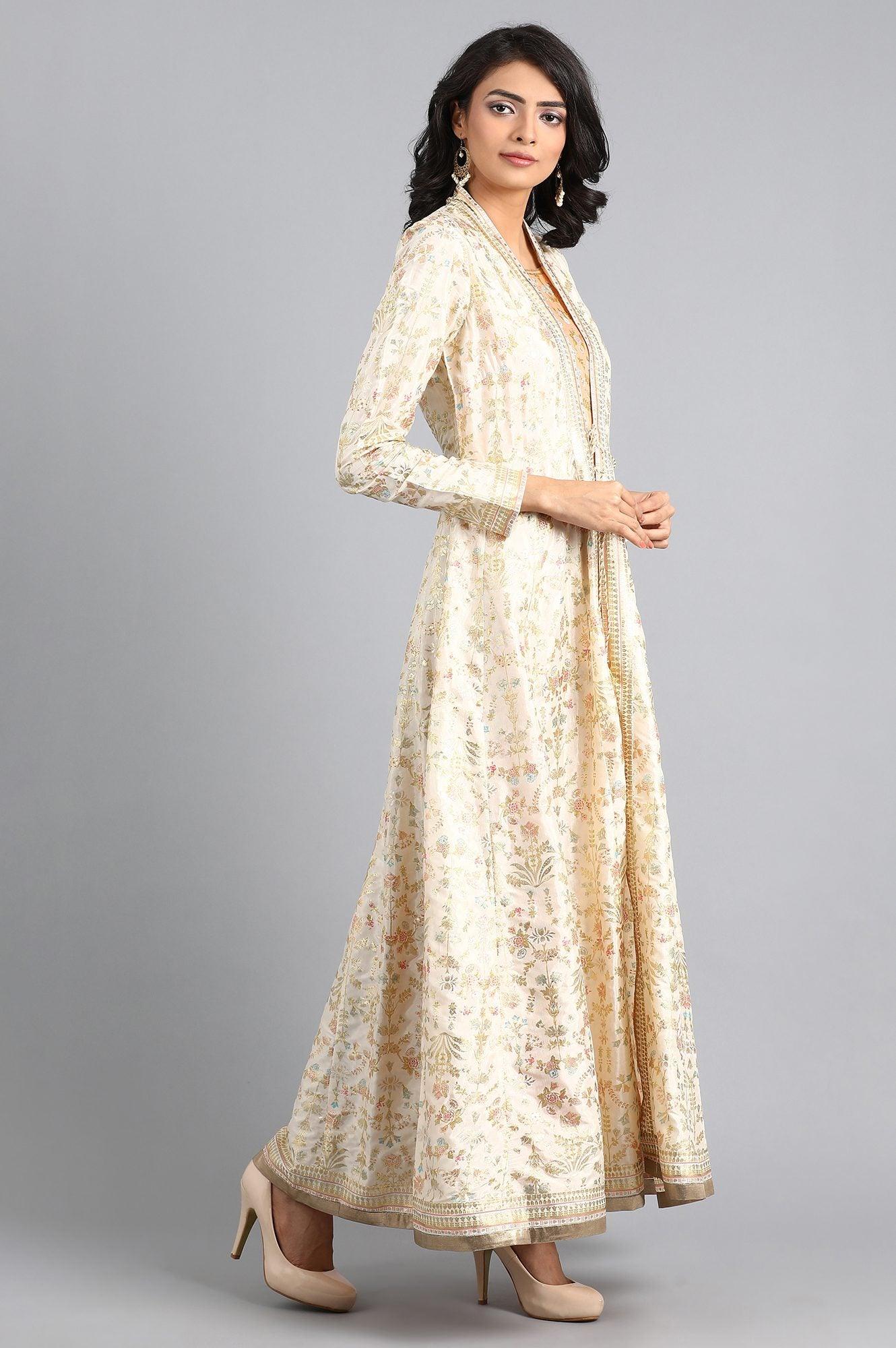 Off-White Open front Layered Dress - wforwoman