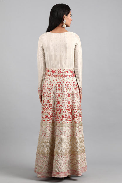 Beige Round Neck Anarkali Dress