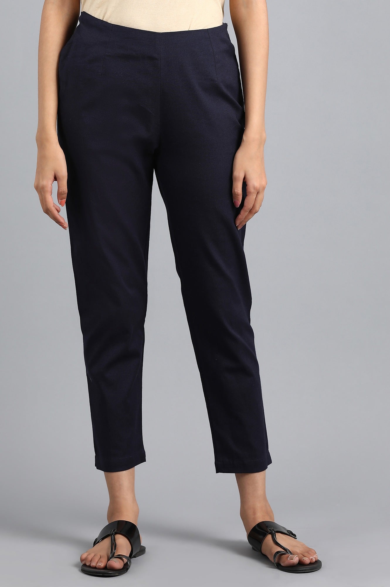 Blue Solid Trousers
