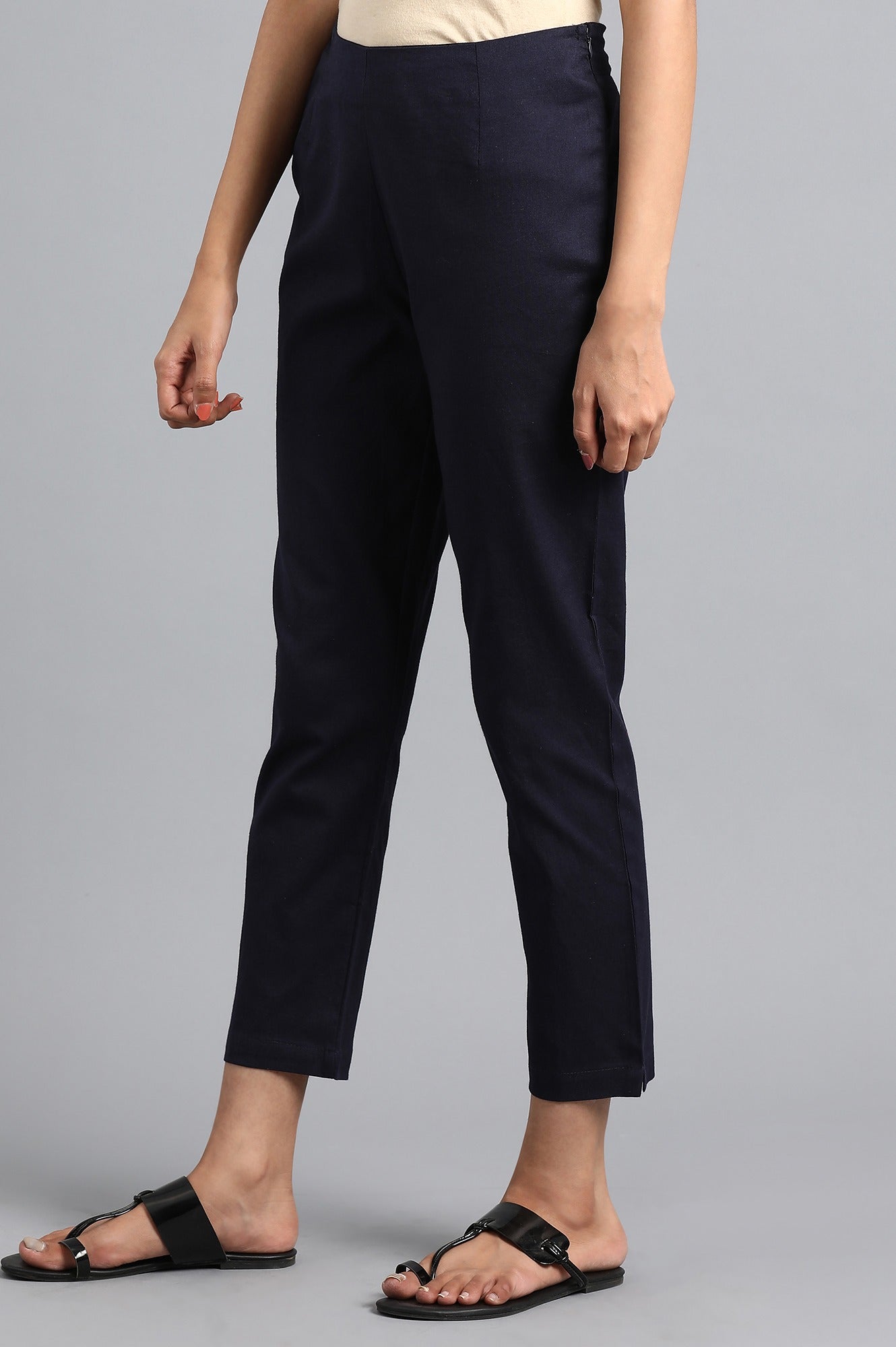 Blue Solid Trousers