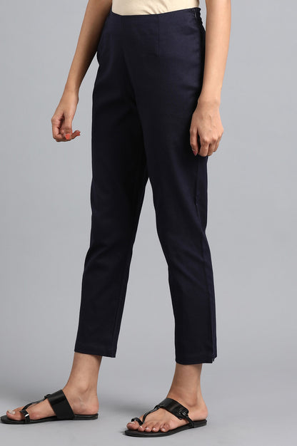 Blue Solid Trousers
