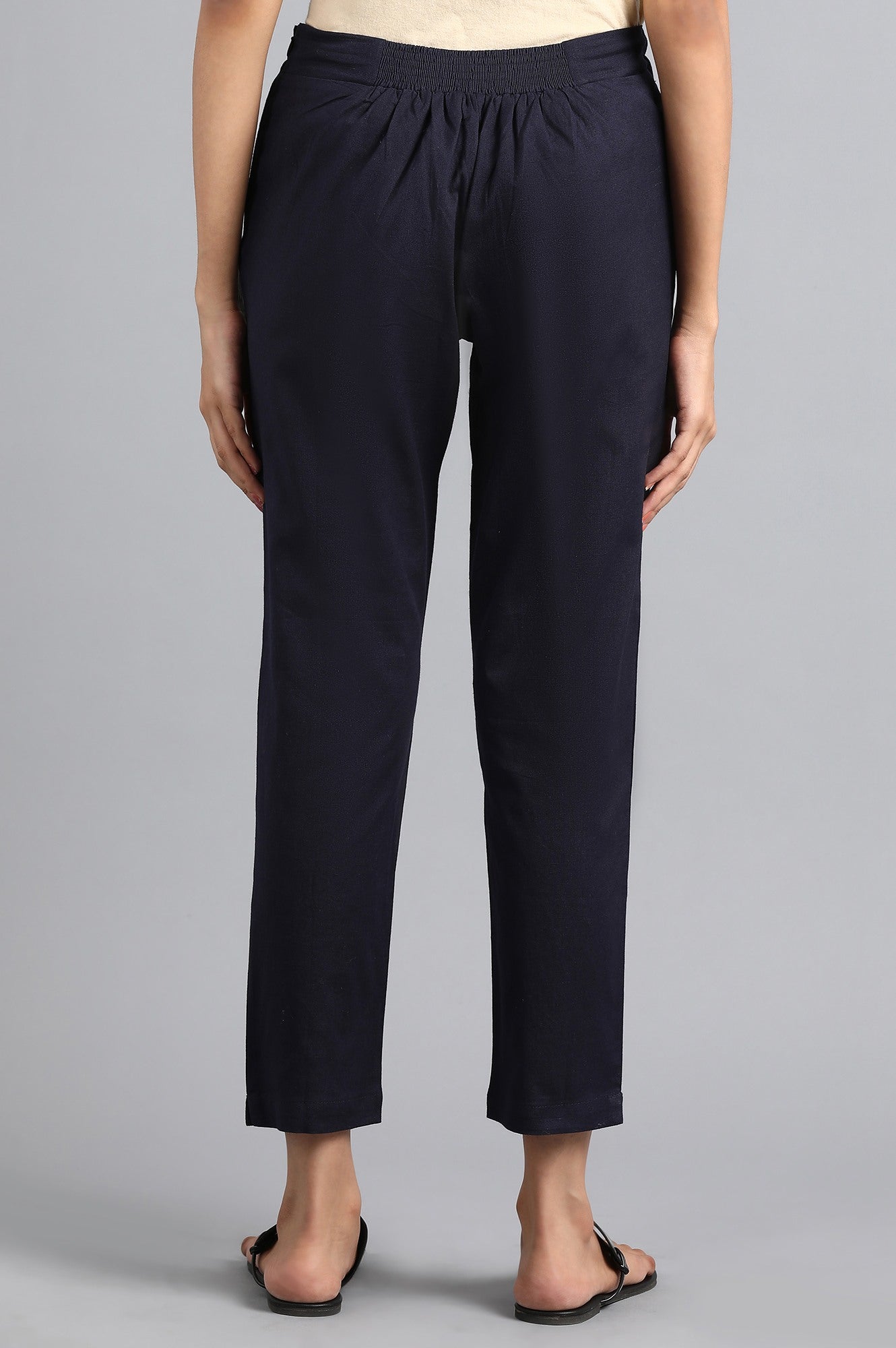 Blue Solid Trousers