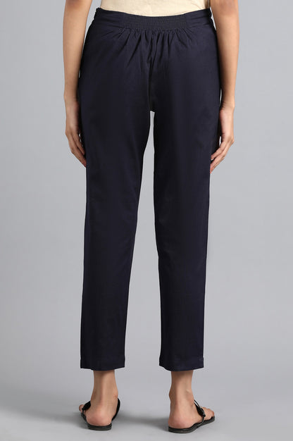 Blue Solid Trousers