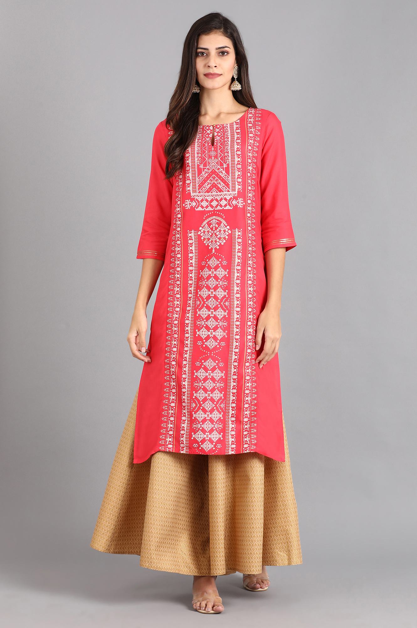 Beige Printed Culottes