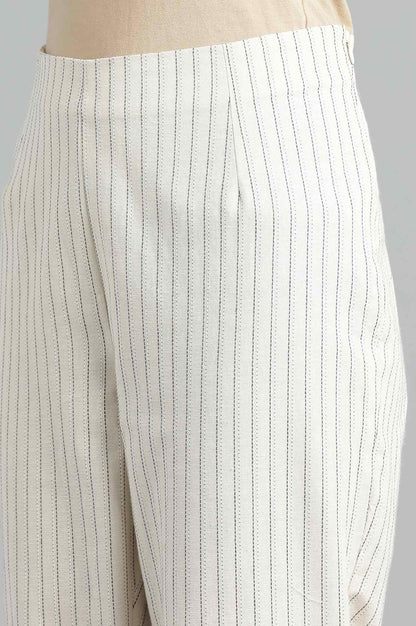 Ecru Yarn-dyed Pants - wforwoman