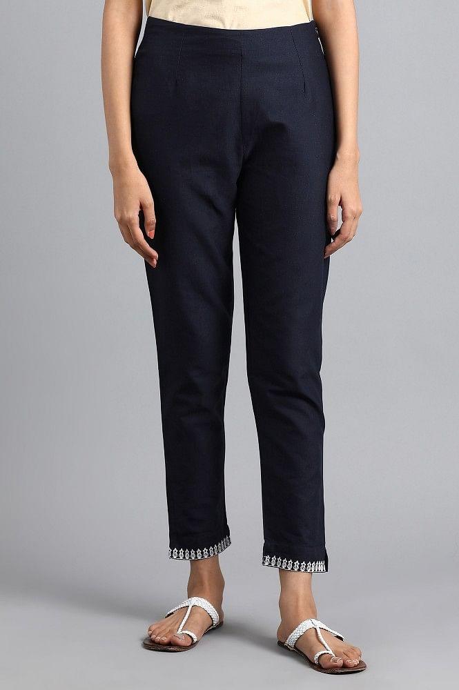 Blue Slim Fit Pants - wforwoman