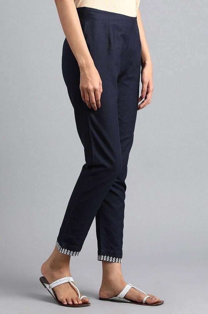 Blue Slim Fit Pants - wforwoman